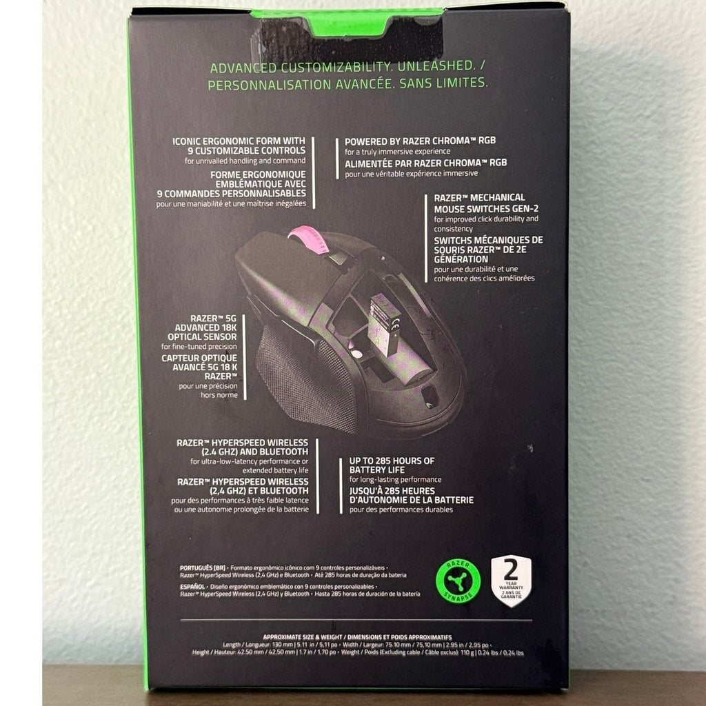 Razer Basilisk V3 X HyperSpeed Wireless Gaming Mouse 18K Sensor RGB Black NIB