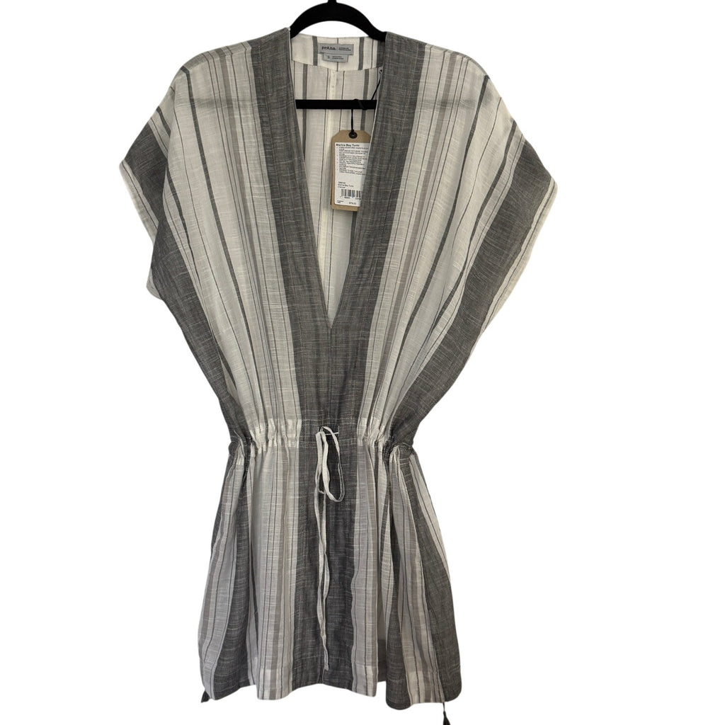 prAna Marina Bay Tunic S • Organic Cotton • Grey Stripe • Relaxed Gauzy Fit NWT