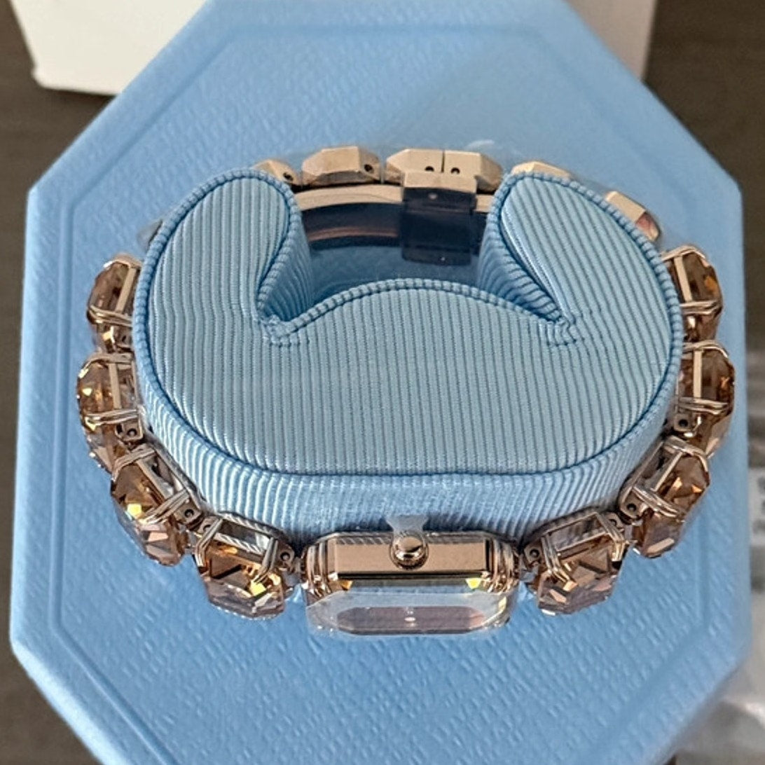 Swarovski Millenia Bracelet Watch Champagne Gold Octagon Crystals Swiss Quartz