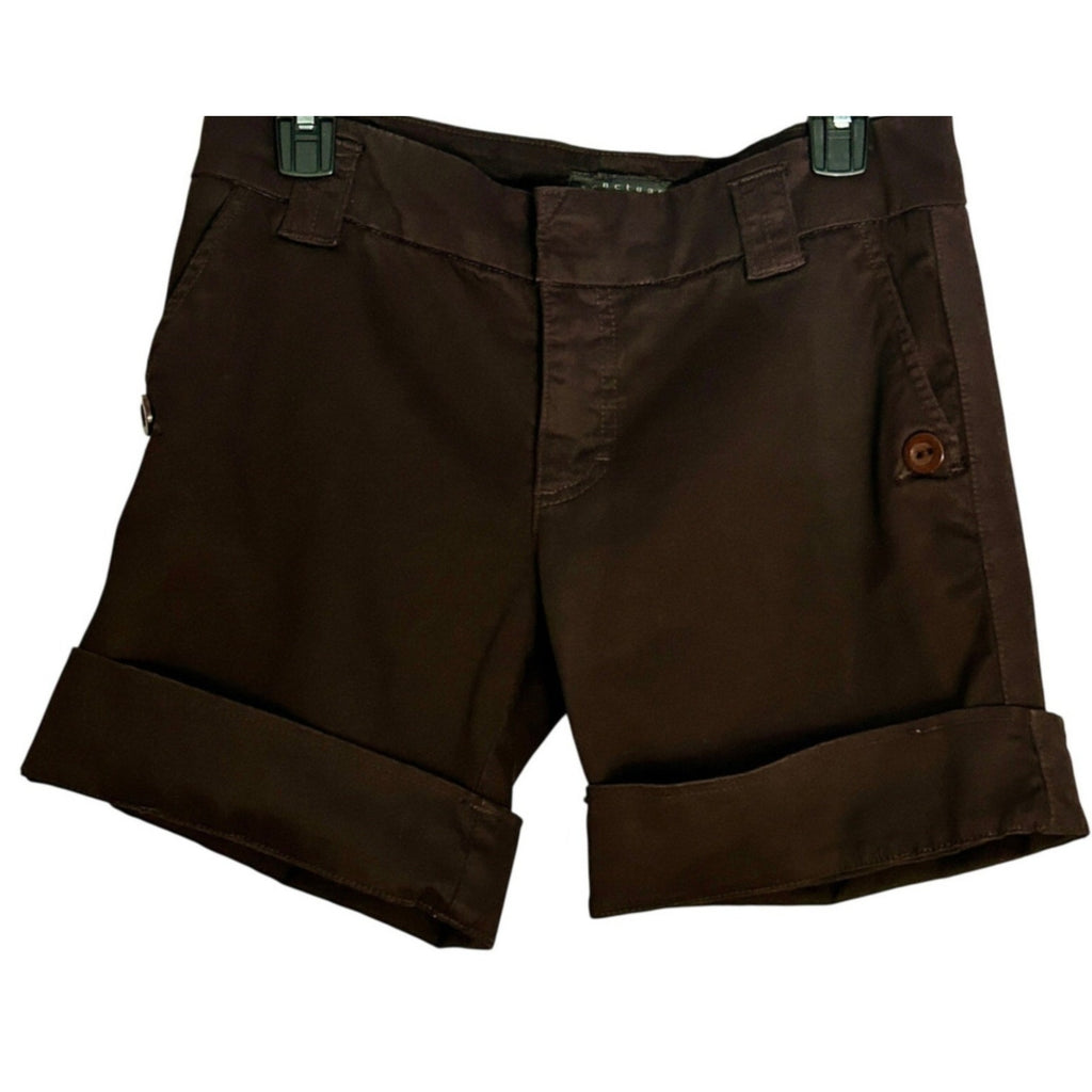 Sanctuary Cotton Chino Shorts Espresso Brown Flat Front Cuffed Size 30/31 NWOT