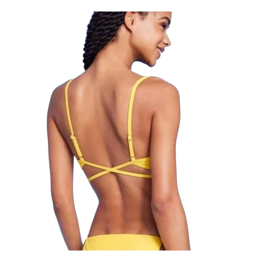 Wild Fable Yellow Bikini Set Small Wrap Strap Top & Matching Bottoms NWT