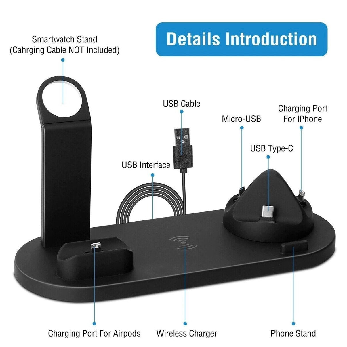 3 in 1 Wireless Charger Charging Stand Station Phone, Smart Watch, Air pods READ
