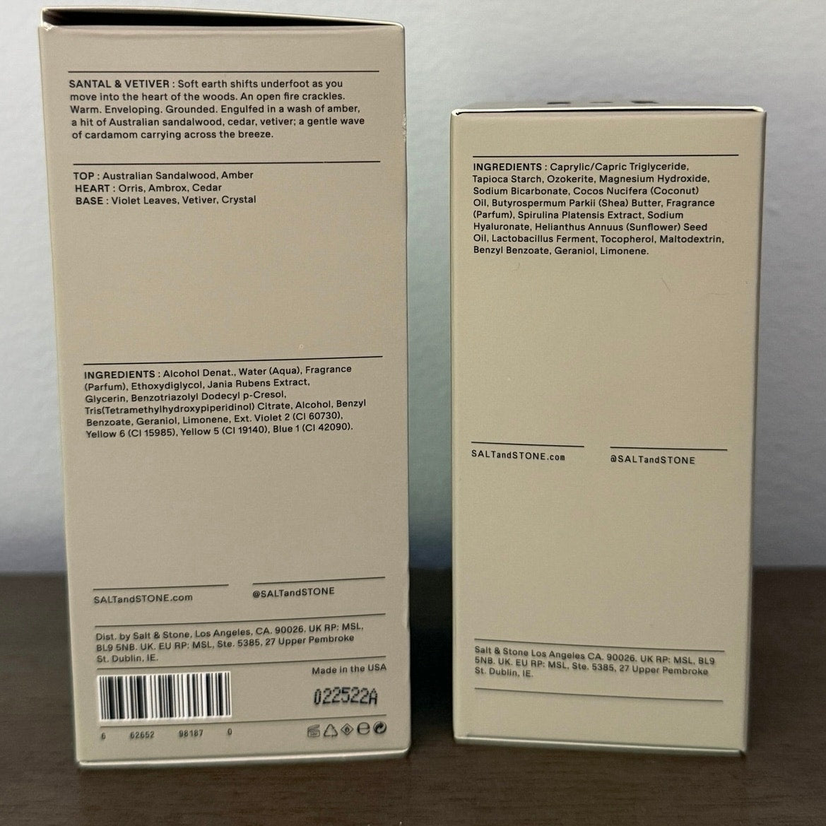 Salt & Stone Santal & Vetiver Full Size Body Spray & Deodorant NEW in Boxes
