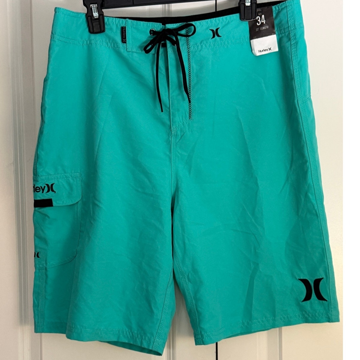 Hurley Phantom Board Shorts 34 Turquoise Stretch Surf Swim Trunks Pockets NWT