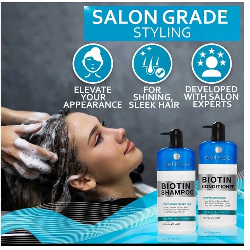Biotin Shampoo & Conditioner Set - Sulfate & Paraben Free Treatment Men /Women
