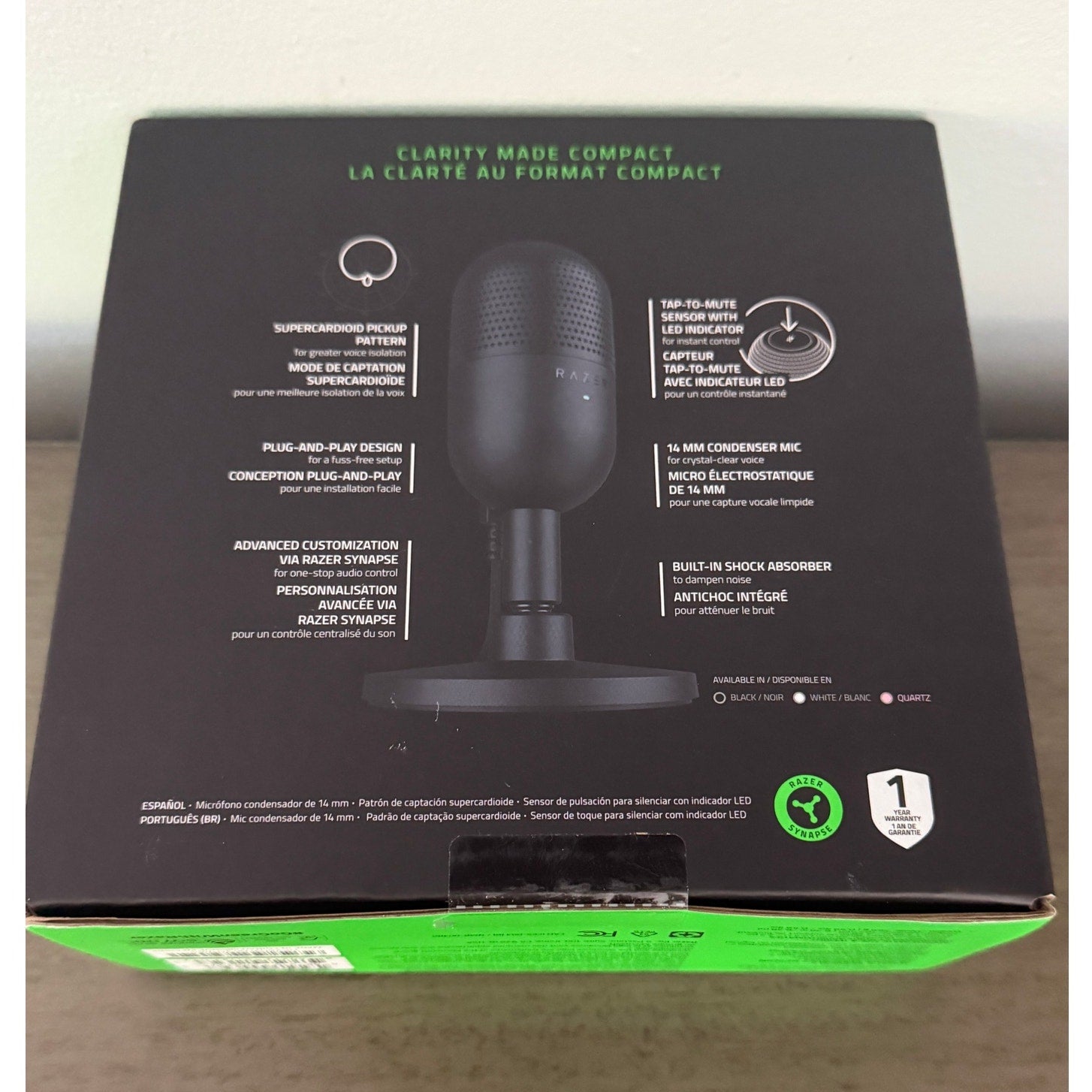 Razer Seiren V3 Mini USB Microphone Condenser Supercardioid Pickup Pattern NEW