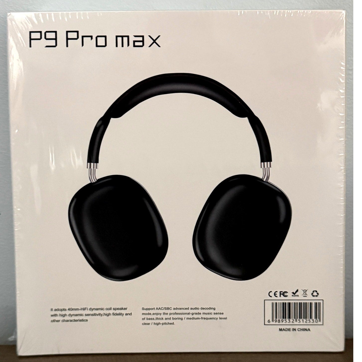 New Sealed P9 PRO MAX Headphones Noise Cancelling Bluetooth Earphones BLACK