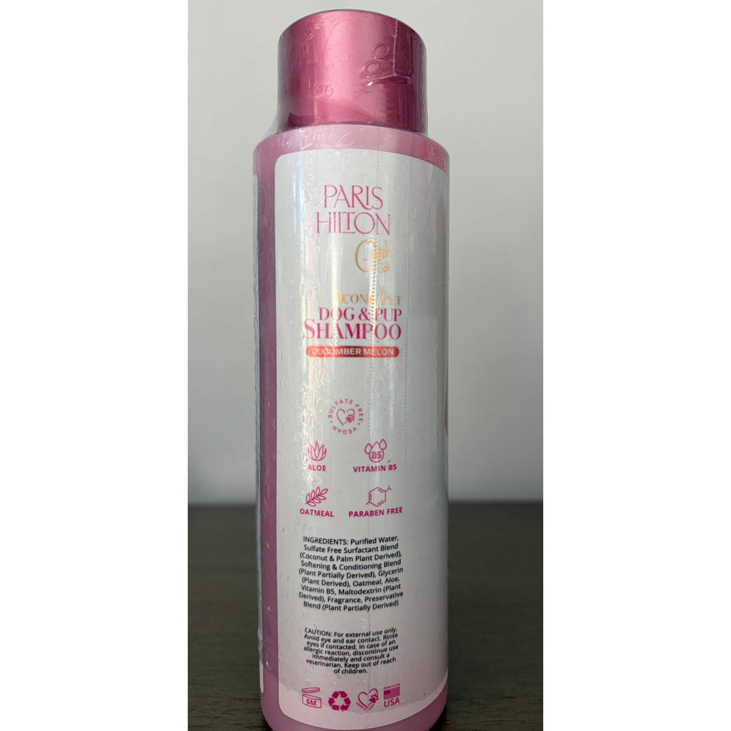 Paris Hilton Dog & Pup Hair Shampoo Cucumber Melon Coconut Oil Aloe Vera 16oz
