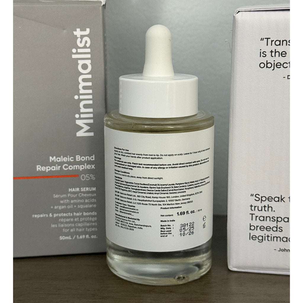 Minimalist Maleic Bond Repair Complex 0.5% Hair Serum 90ml New Open Box