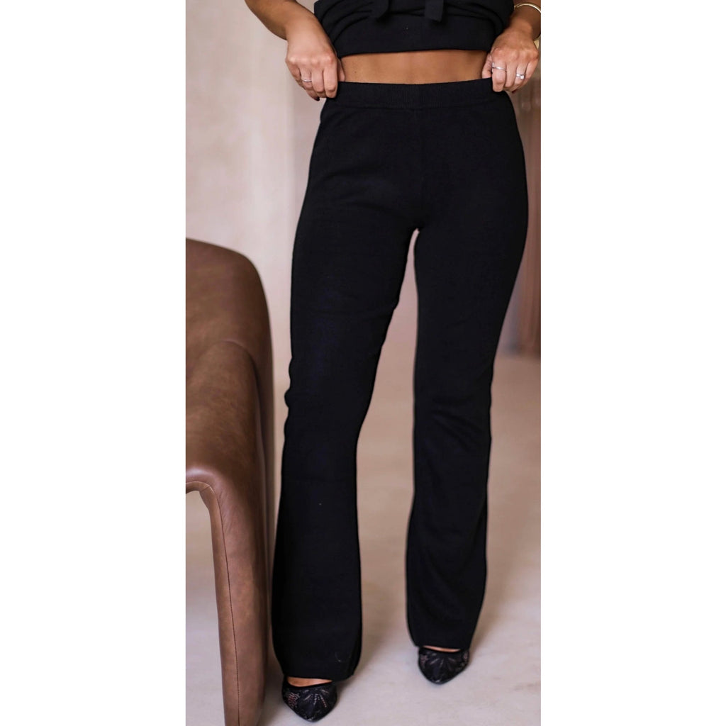 New Monrow Sweater Knit Bootcut Black Pant Feature Ankle Accent Slits Sz XS NWT