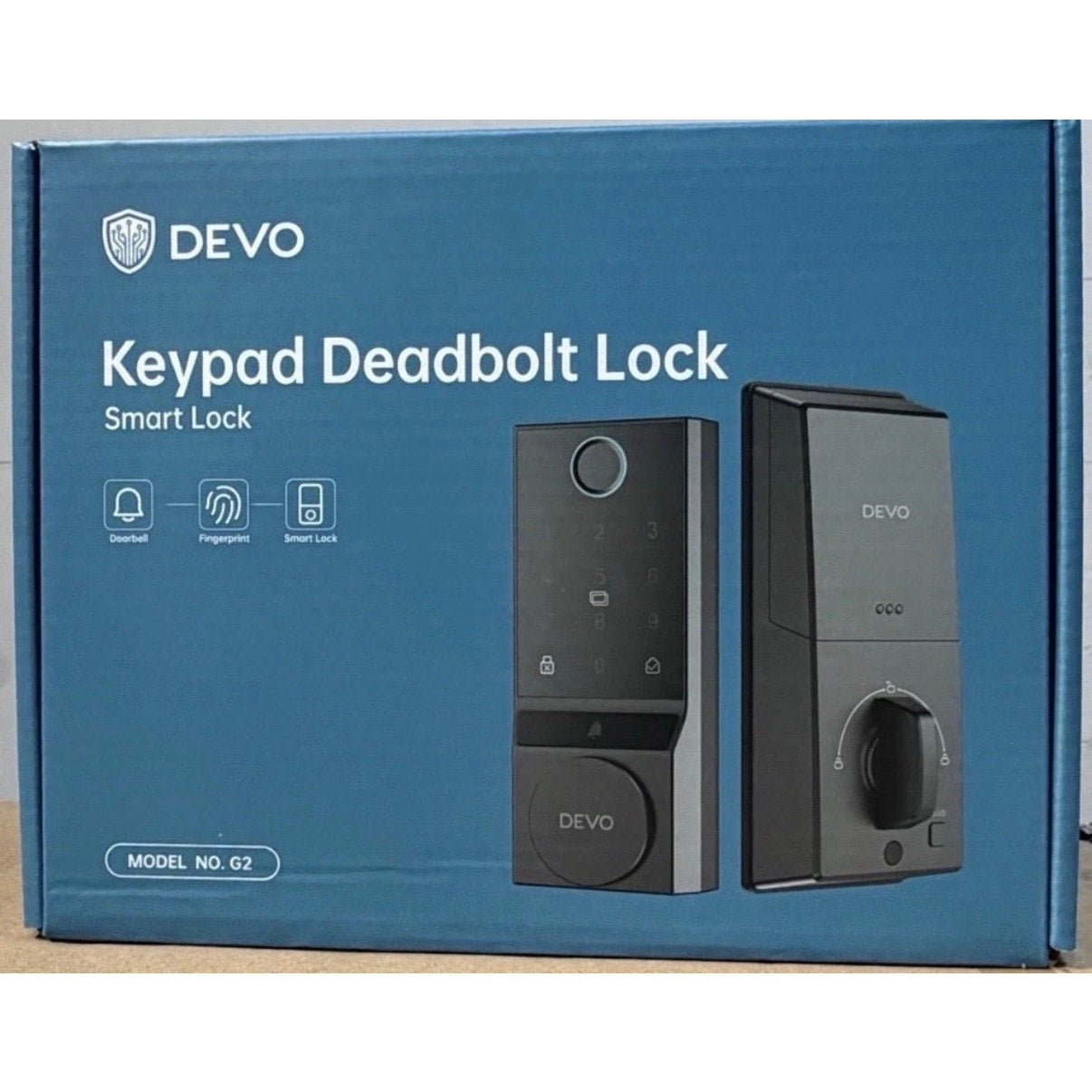 DEVO G2 Keypad Deadbolt Smart Lock Fingerprint Keypad IC Card Matte Black NOB