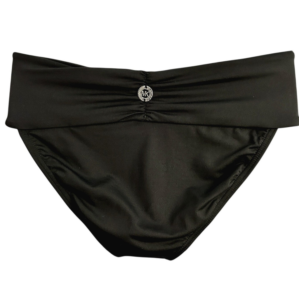 Michael Kors Ibiza Euro Gathered Bikini Swim Bottom Solid Black | Size Small NEW