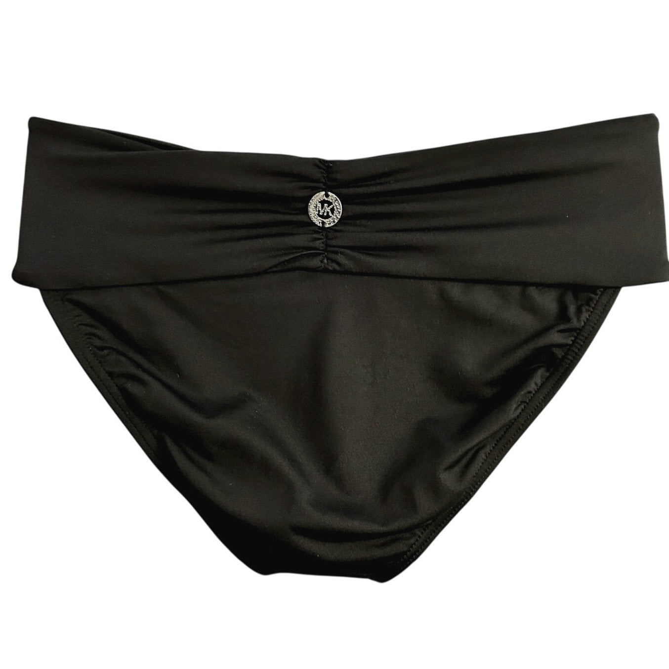 Michael Kors Ibiza Euro Gathered Bikini Swim Bottom Solid Black | Size Small NEW