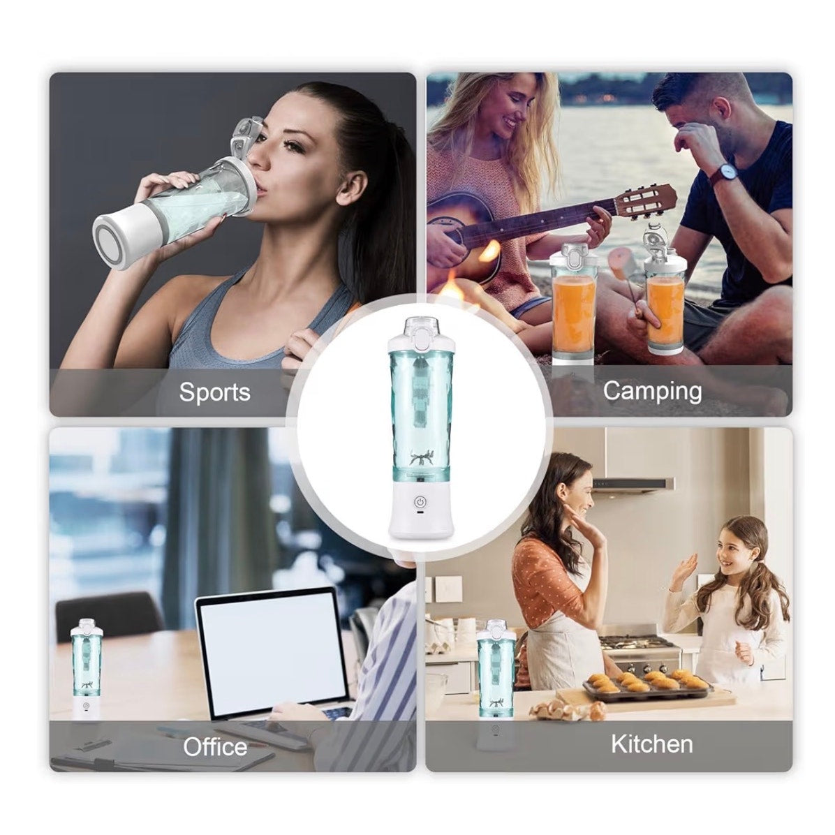 Portable 20oz USB Rechargeable LED Blender 6‑Blade Mini Smoothie Shaker Cup NEW