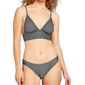 Shade & Shore Striped Textured Bikini -Top Med /Bottom Large -Black & White NWOT