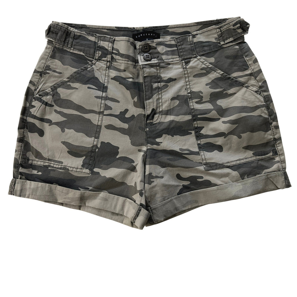 Sanctuary Los Angeles Cadet Camo Cargo Shorts Stretch Utility Style Sz Small