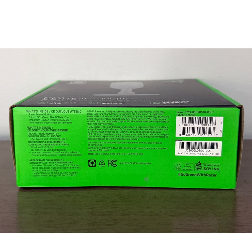 Razer Seiren V3 Mini USB Microphone Condenser Supercardioid Pickup Pattern NEW