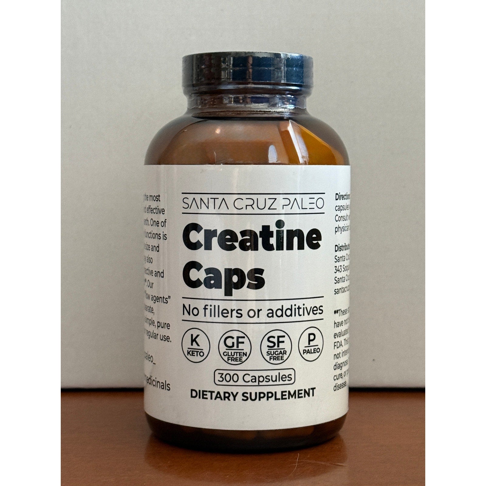 Santa Cruz Paleo Creatine Capsules 300ct Keto Clean Muscle Strength Supplement