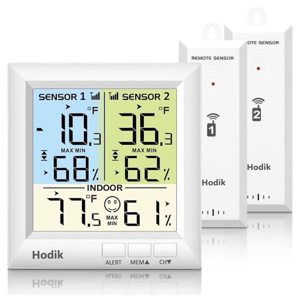 Hodik Digital Wireless Thermometer Refrigerator Freezer Alarm 2 Remote Sensors