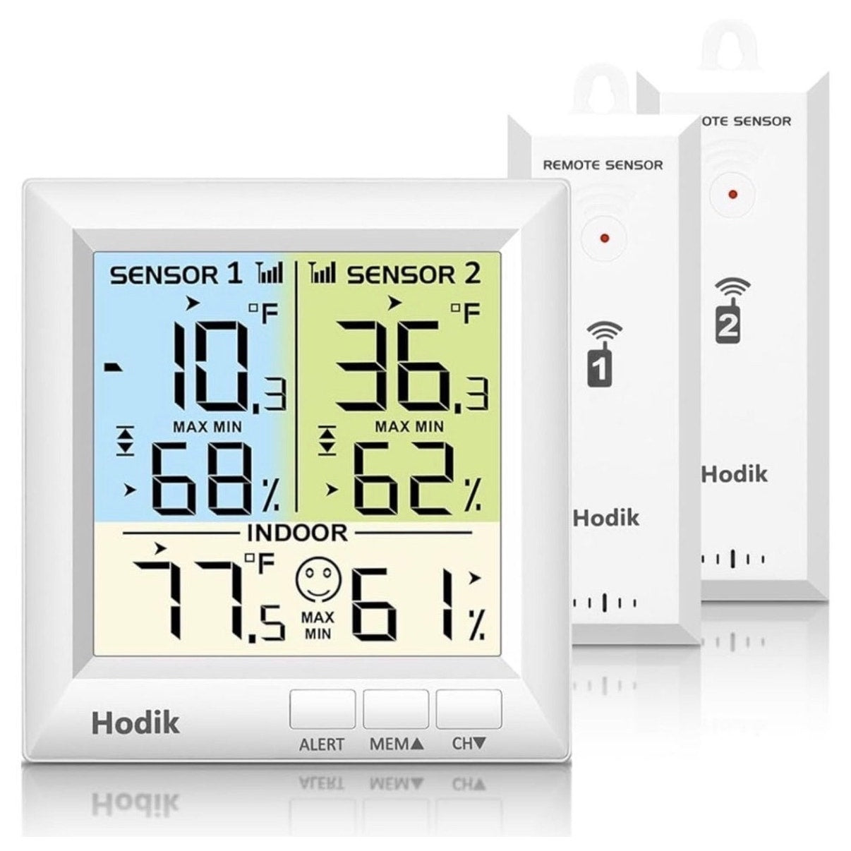 Hodik Digital Wireless Thermometer Refrigerator Freezer Alarm 2 Remote Sensors