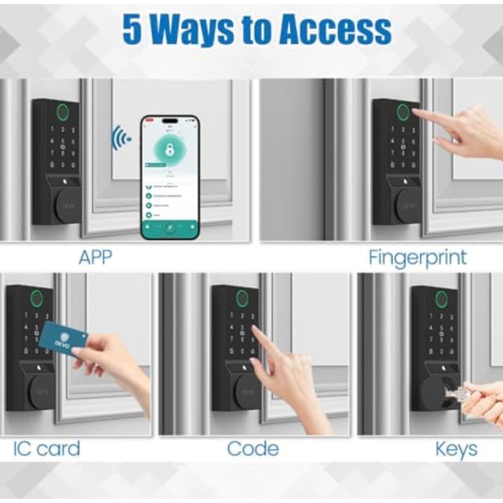 DEVO G2 Keypad Deadbolt Smart Lock Fingerprint Keypad IC Card Matte Black NOB