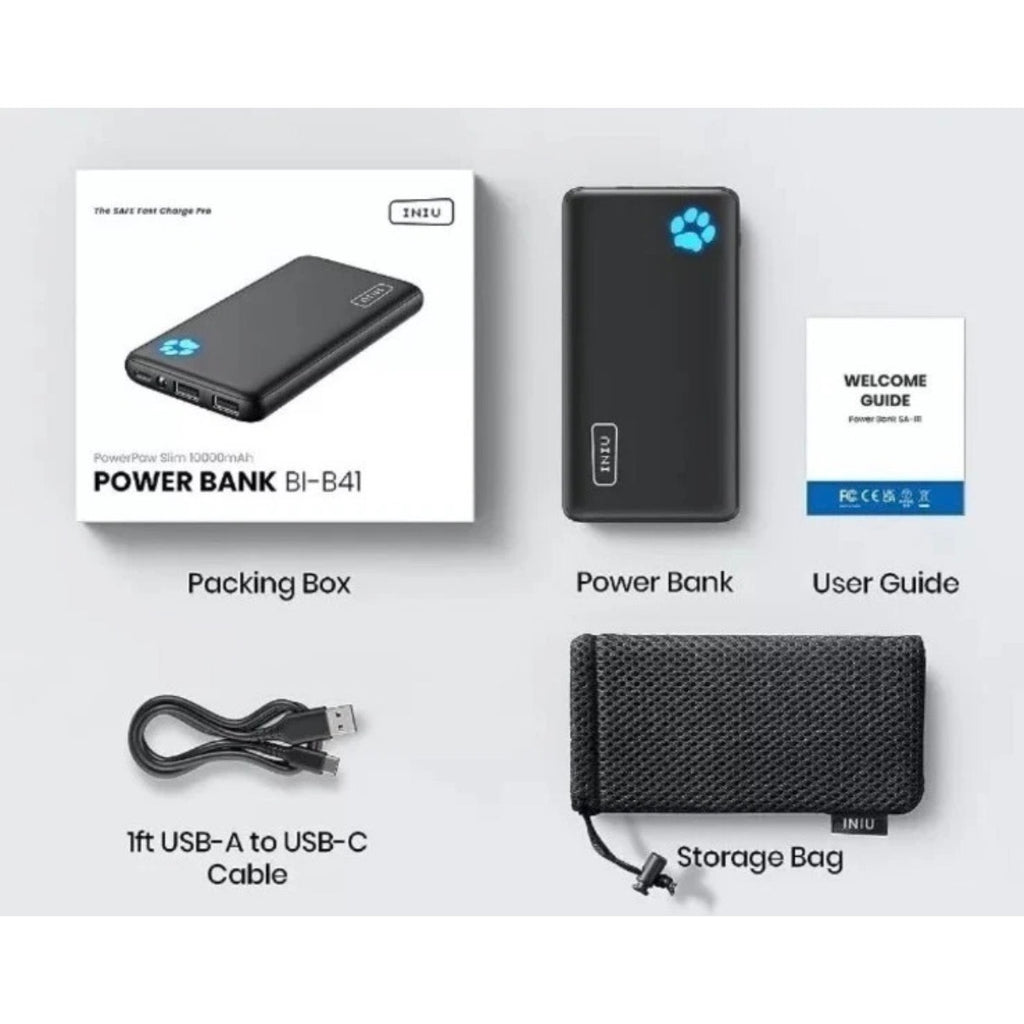 INIU 10000mAh Ultra‑Slim Power Bank USB‑C & USB-A  Fast Charge Pro Portable NEW