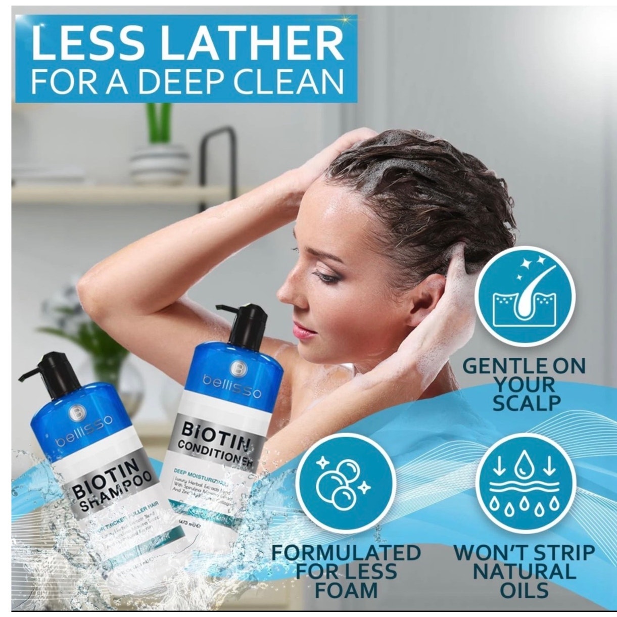Biotin Shampoo & Conditioner Set - Sulfate & Paraben Free Treatment Men /Women
