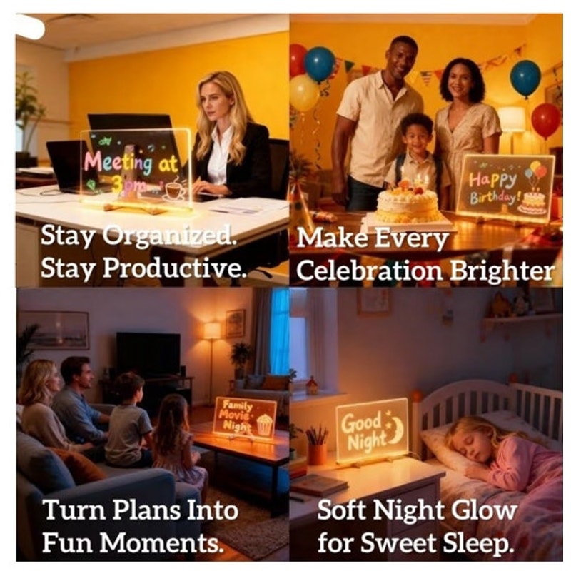 LED Acrylic Luminescent Message Board Lamp Light‑Up Sign Display  New Sealed