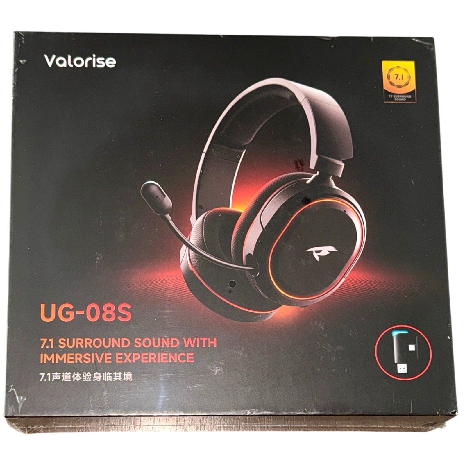 Valorise UG‑08S Wireless Gaming Headset 7.1 Surround Sound 100H Battery ENC Mic