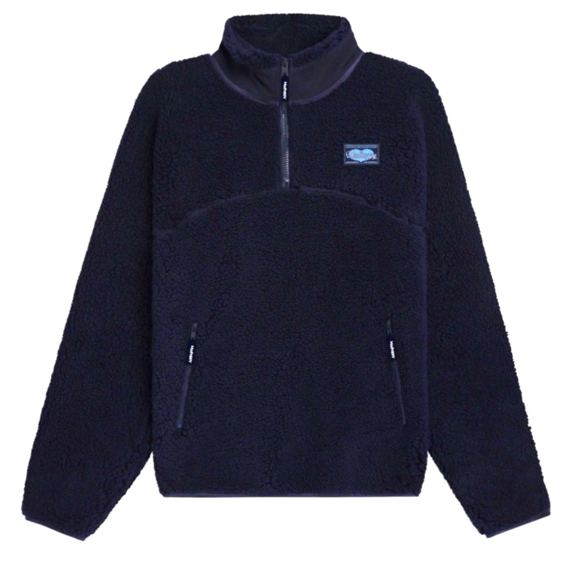 Madhappy Plush Sherpa Dark Navy Blue Premium Fleece Half‑Zip Pullover NWT Sz XS