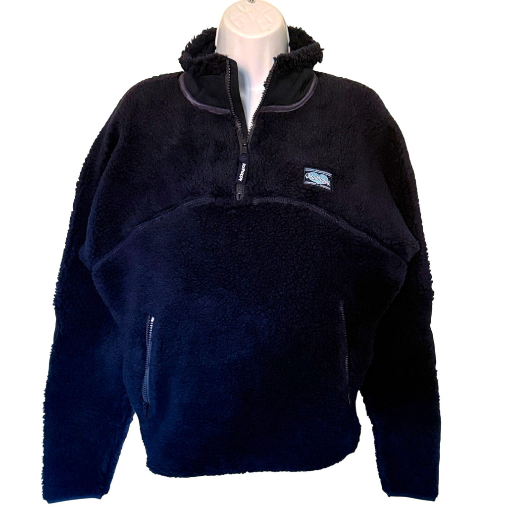Madhappy Plush Sherpa Dark Navy Blue Premium Fleece Half‑Zip Pullover NWT Sz XS