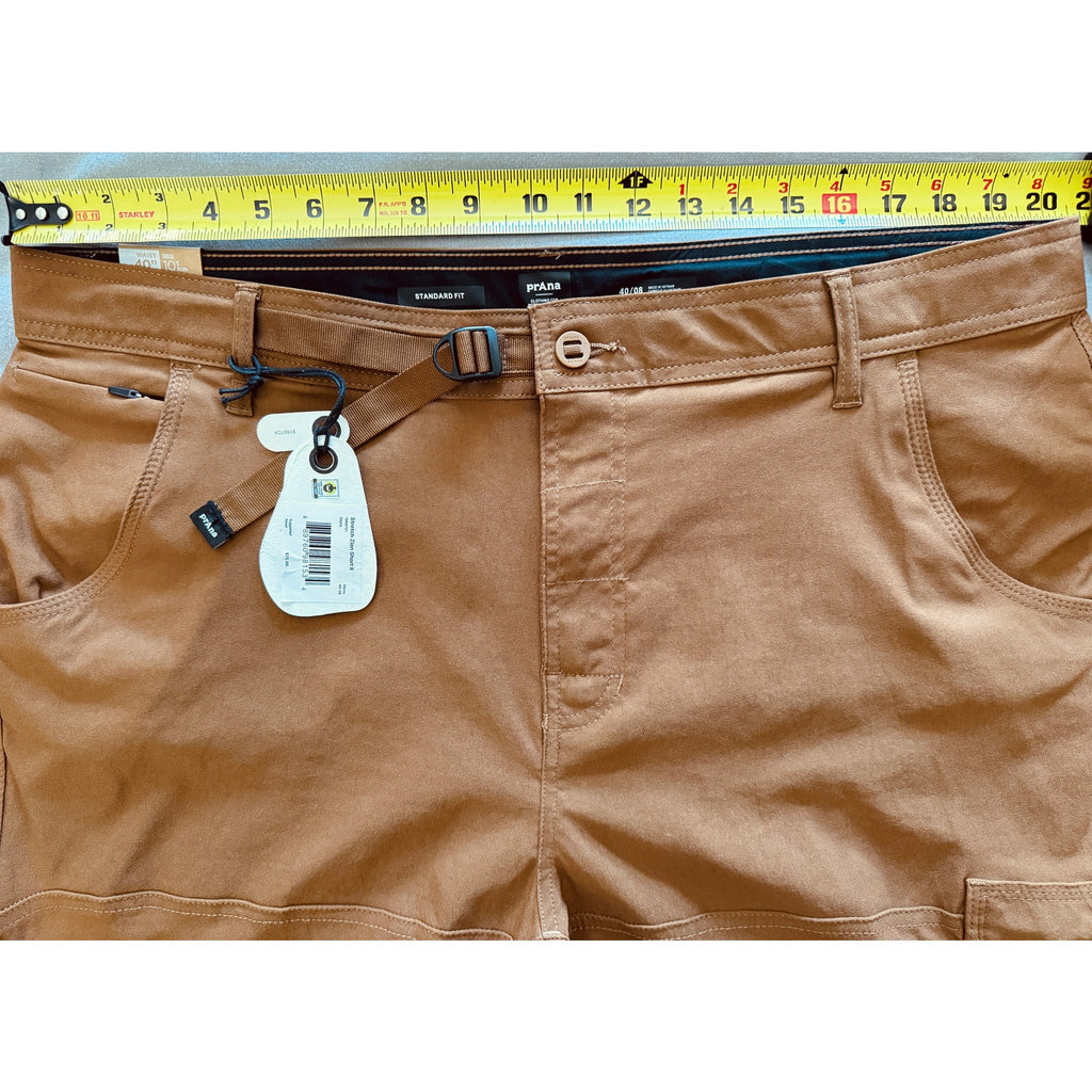 Mens PrAna Stretch Zion Short II w/ Belt Size 40" 8" -Sepia / Rust NWT *Also 38"
