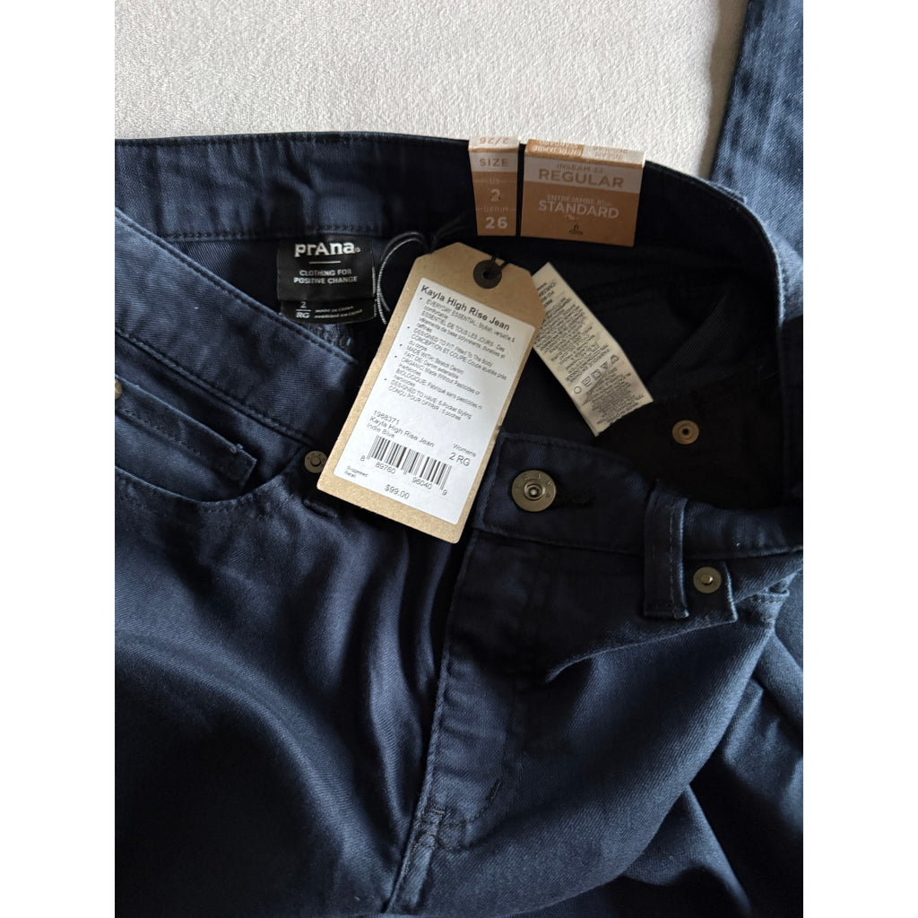 prAna Kayla Jeans Women’s 2/26 x 32 Inseam • Organic Stretch Denim • Indie Blue