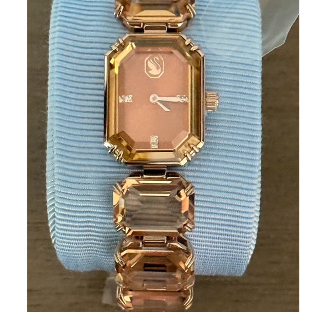 Swarovski Millenia Bracelet Watch Champagne Gold Octagon Crystals Swiss Quartz
