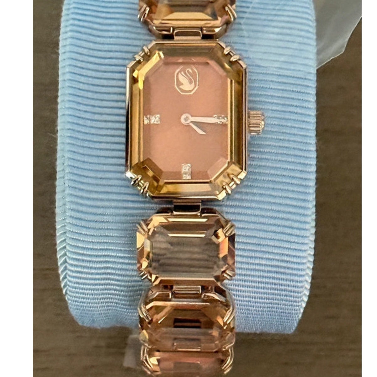 Swarovski Millenia Bracelet Watch Champagne Gold Octagon Crystals Swiss Quartz