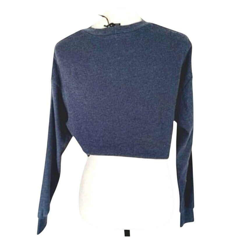 Twenty Montreal Everest Thermal Asymmetrical Crop Top Blue Obsidian Sz Small NWT