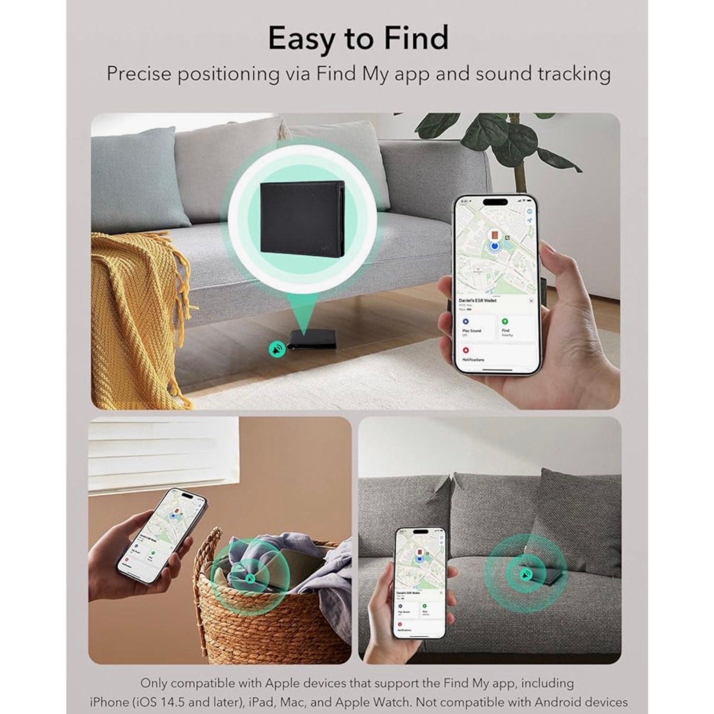 ESR Geo Wallet with Find My, RFID Blocking, GPS Wallet for Men, Wallet Tracker