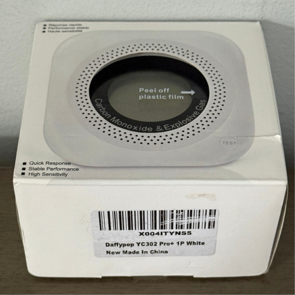 Carbon & Gas Detector YC302 Pro+ 4‑in‑1 Plug‑In Alarm Temp Humidity White