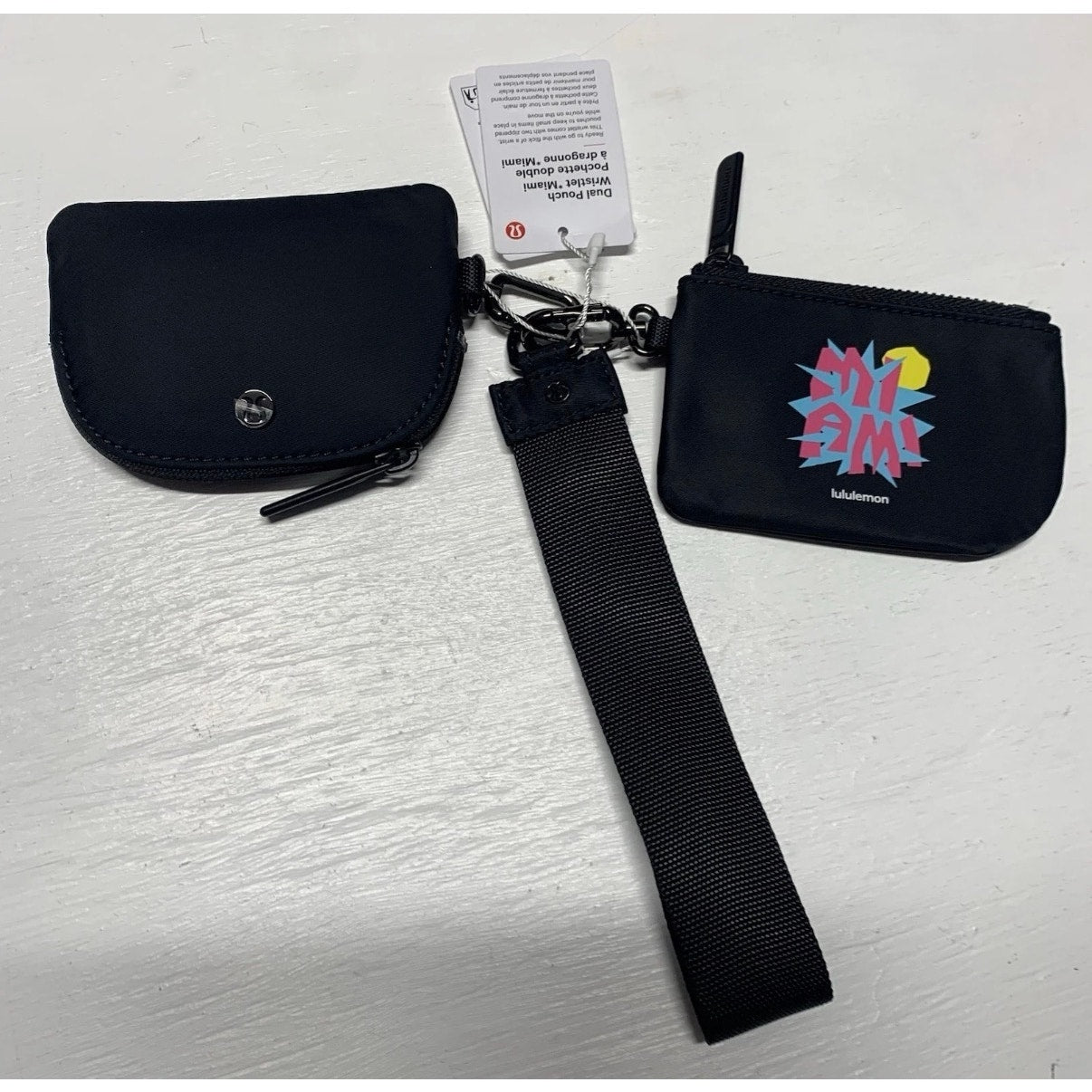 Exclusive Lululemon × Miami Collab Dual
Pouch Wristlet Black Rare Piece NWT