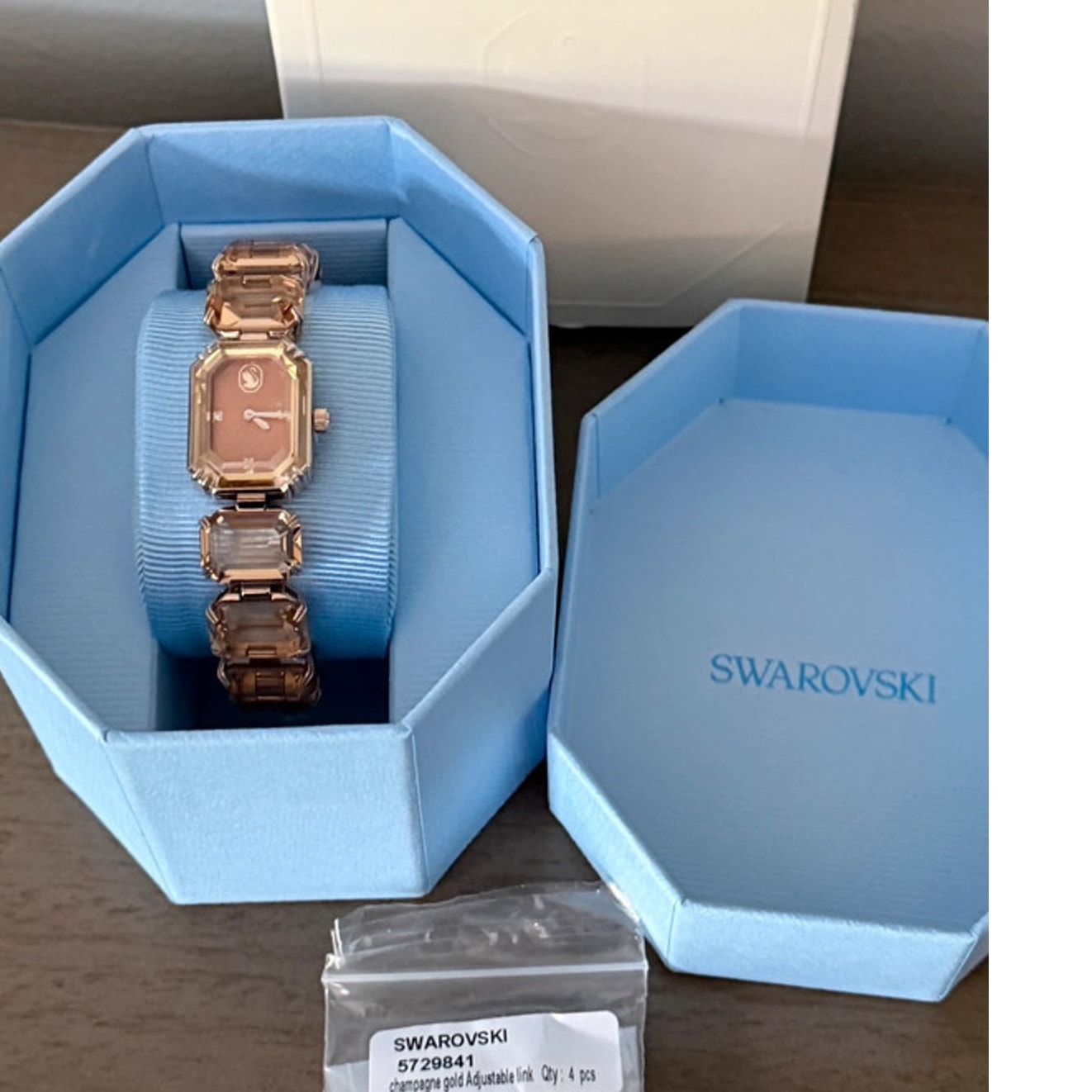 Swarovski Millenia Bracelet Watch Champagne Gold Octagon Crystals Swiss Quartz
