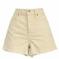Old Navy Ski-Hi Highrise A-Line Raw Hem Button Fly Tan / Khaki Shorts Sz 4 NWOT