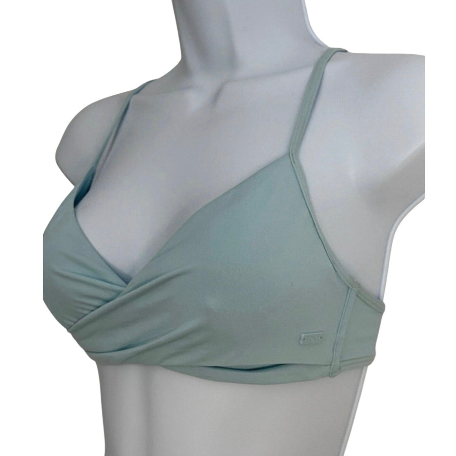 Roxy Light Blue Wrap Halter Bikini Top Size S  Swim Beach Surf Swimwear NWT