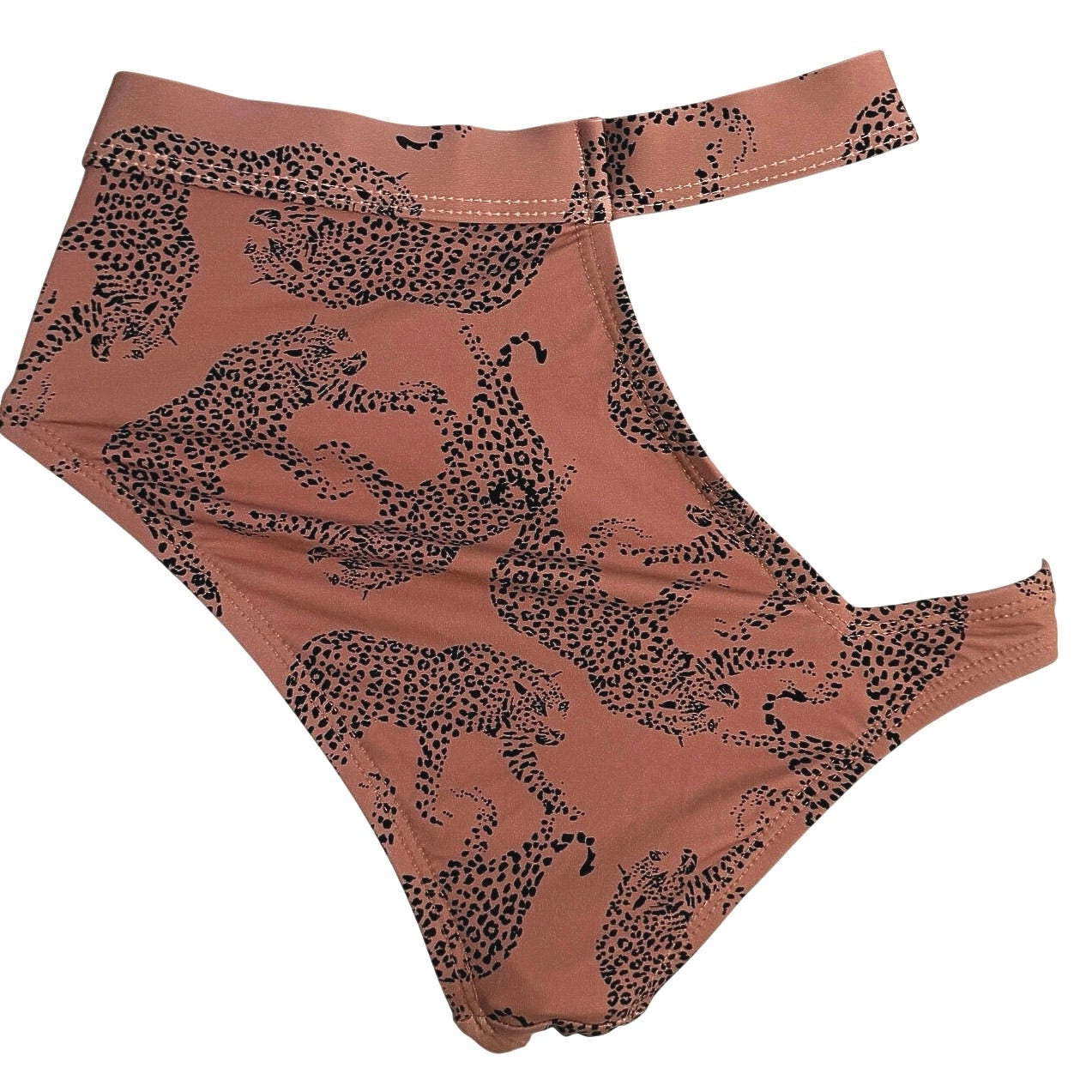 Risk Swimwear Reef Mauve Bikini Bottoms in Black Spotted Jaguars Size Medium NWT