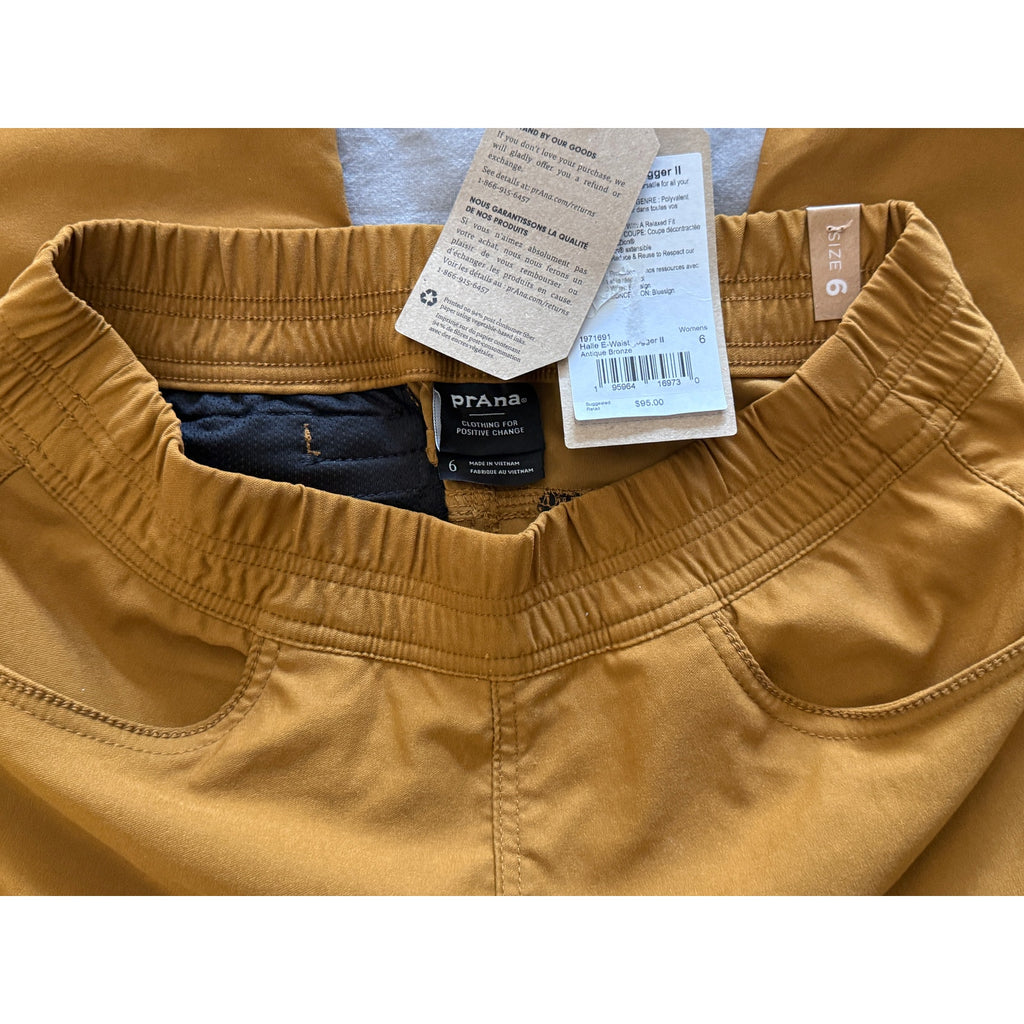 Women's PrAna Halle E‑Waist Jogger II – Antique Bronze /Tumeric - Size 6 NWT