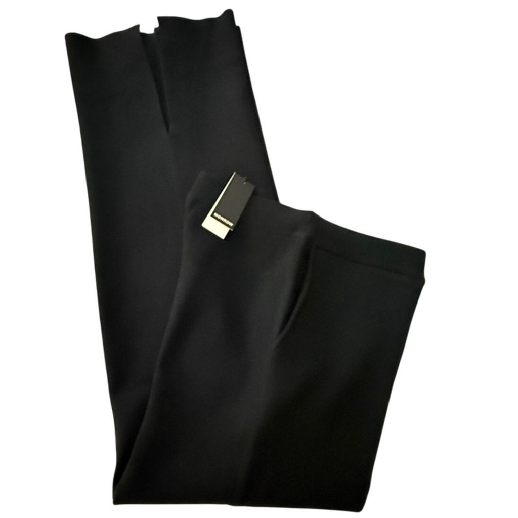 New Monrow Sweater Knit Bootcut Black Pant Feature Ankle Accent Slits Sz XS NWT