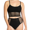 Refuge Swim Bikini Set Mesh Overlay Cami Top & Matching High Waist Bottoms Sz S