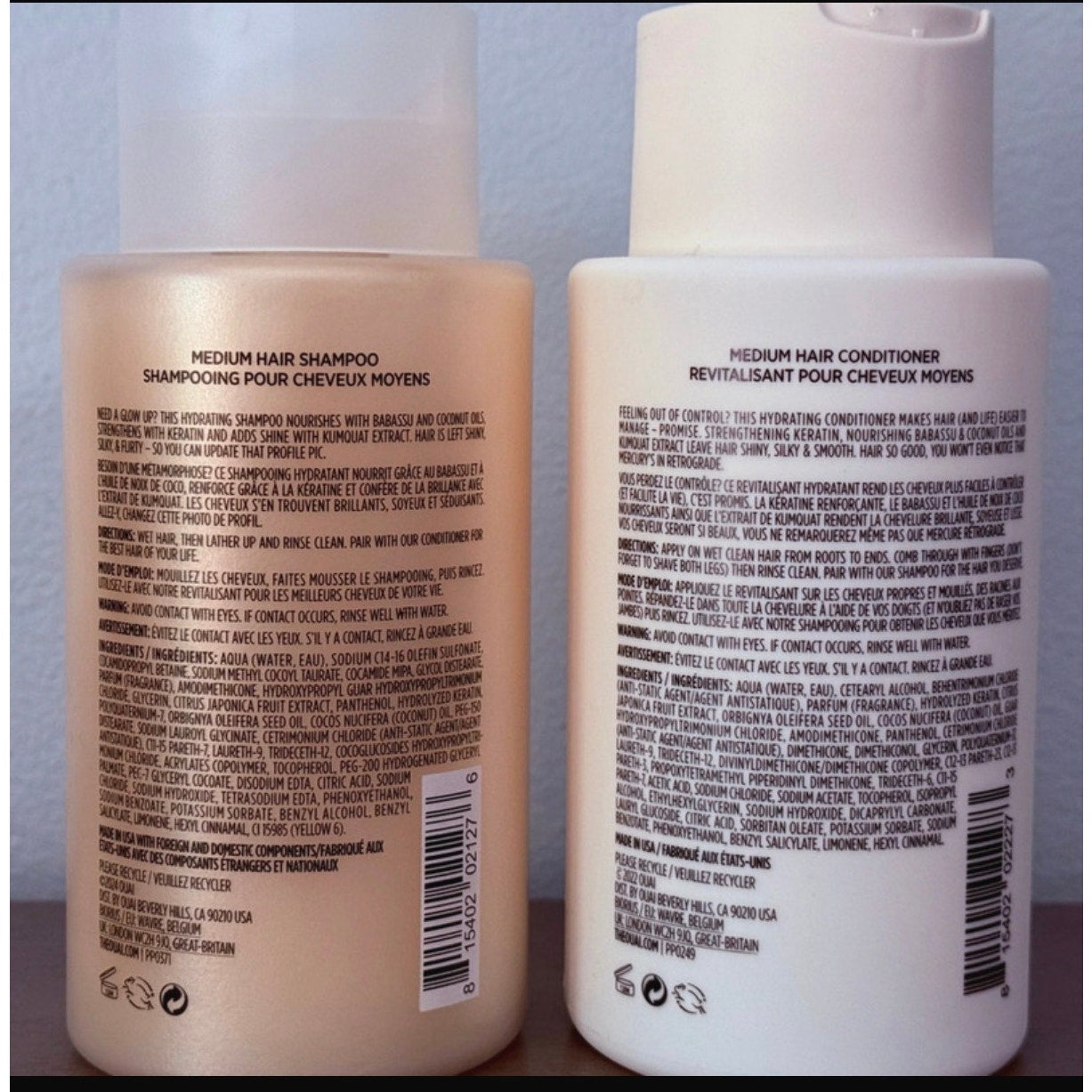 OUAI Shampoo & Conditioner Set Medium Hair 10oz Duo Brand New Factory Sealed