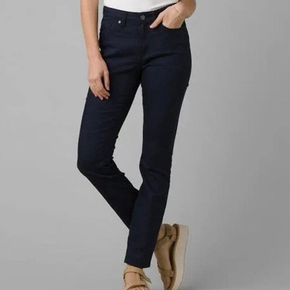 PrAna Kayla High Rise Jean Indie Blue Organic Stretch Denim 5‑Pocket Fit Sz 2 RG