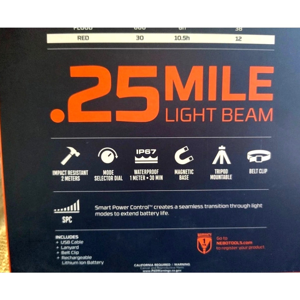 NEBO Master Series SL25 Rechargeable Flood Light Spotlight Waterproof Sealed NEW