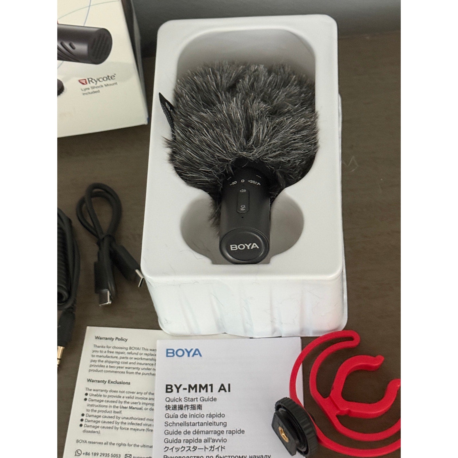 BOYA BY‑MM1 AI On‑Camera Microphone Kit w/ Cables, Shock Mount & Wind Muff NEW
